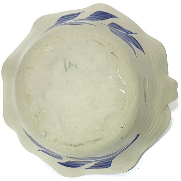 Williamsburg Pottery Finger Candle Holder Blue and Beige 5" Tall - Picture 7 of 12